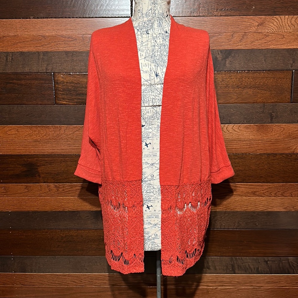 Forever 21 Open Front 3/4 Dolman Sleeve Burnt Orange Cardigan Sweater